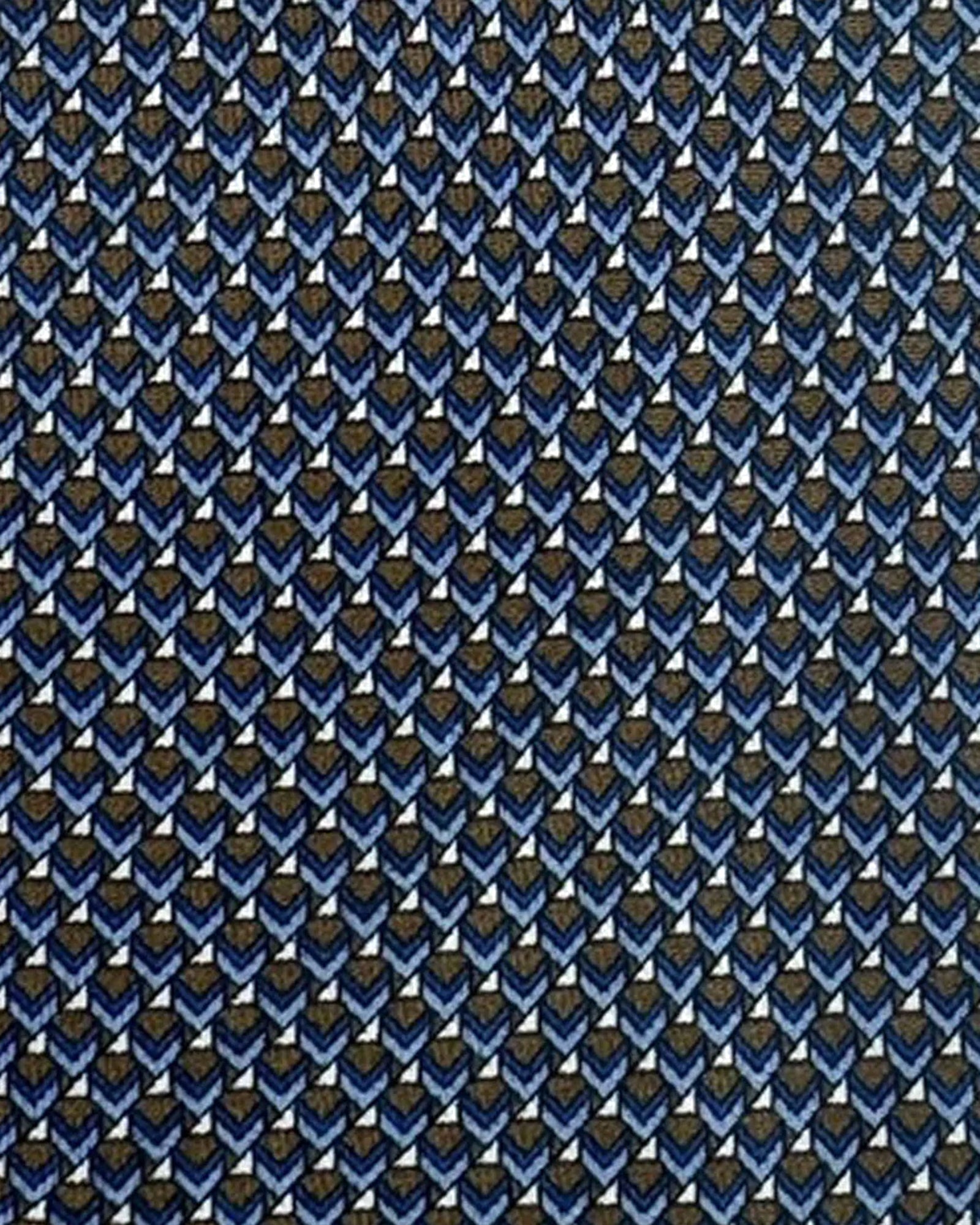 Brioni Silk Tie Midnight Blue Brown Micro Geometric