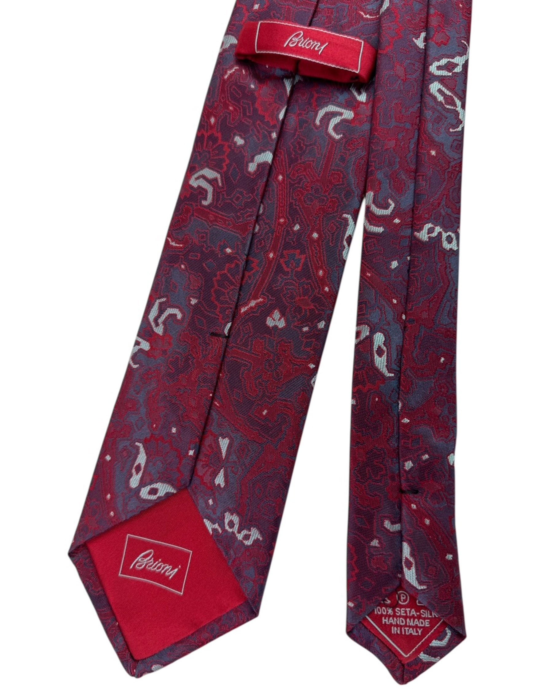 Brioni Silk Tie Bordeaux Gray BLACK FRIDAY SALE