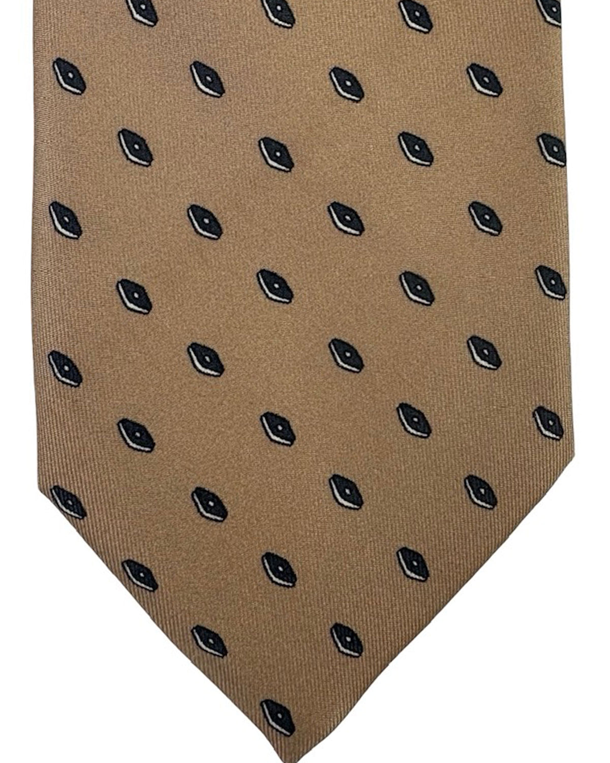 Brioni Silk Tie Taupe Mini Diamonds