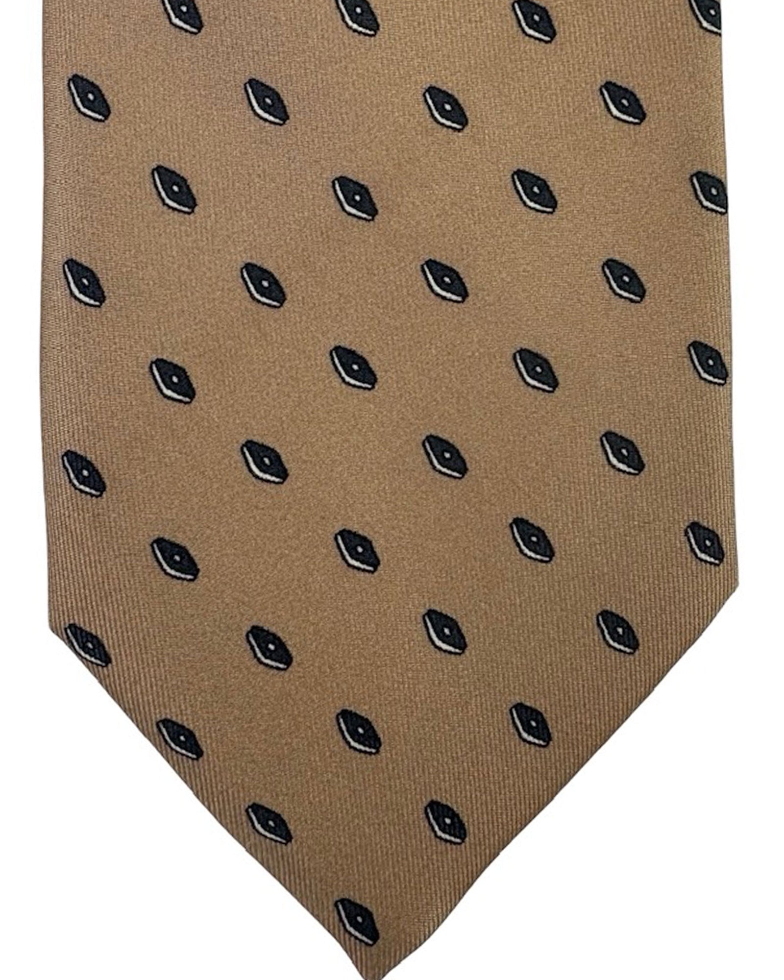 Brioni Silk Tie Taupe Mini Diamonds