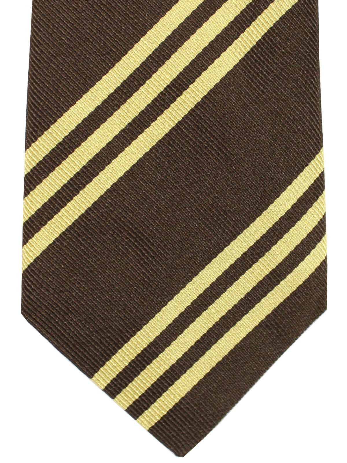Brunello Cucinelli Tie Brown Stripes - Wool Cashmere Silk