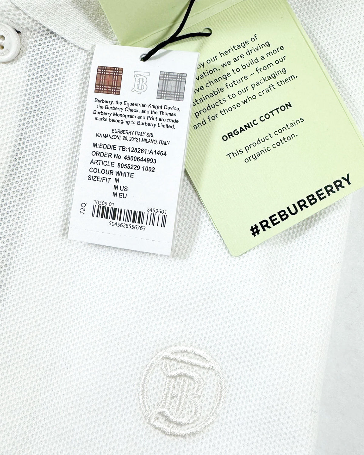 Burberry Men Polo Shirt Eddie White Cotton Slim Fit