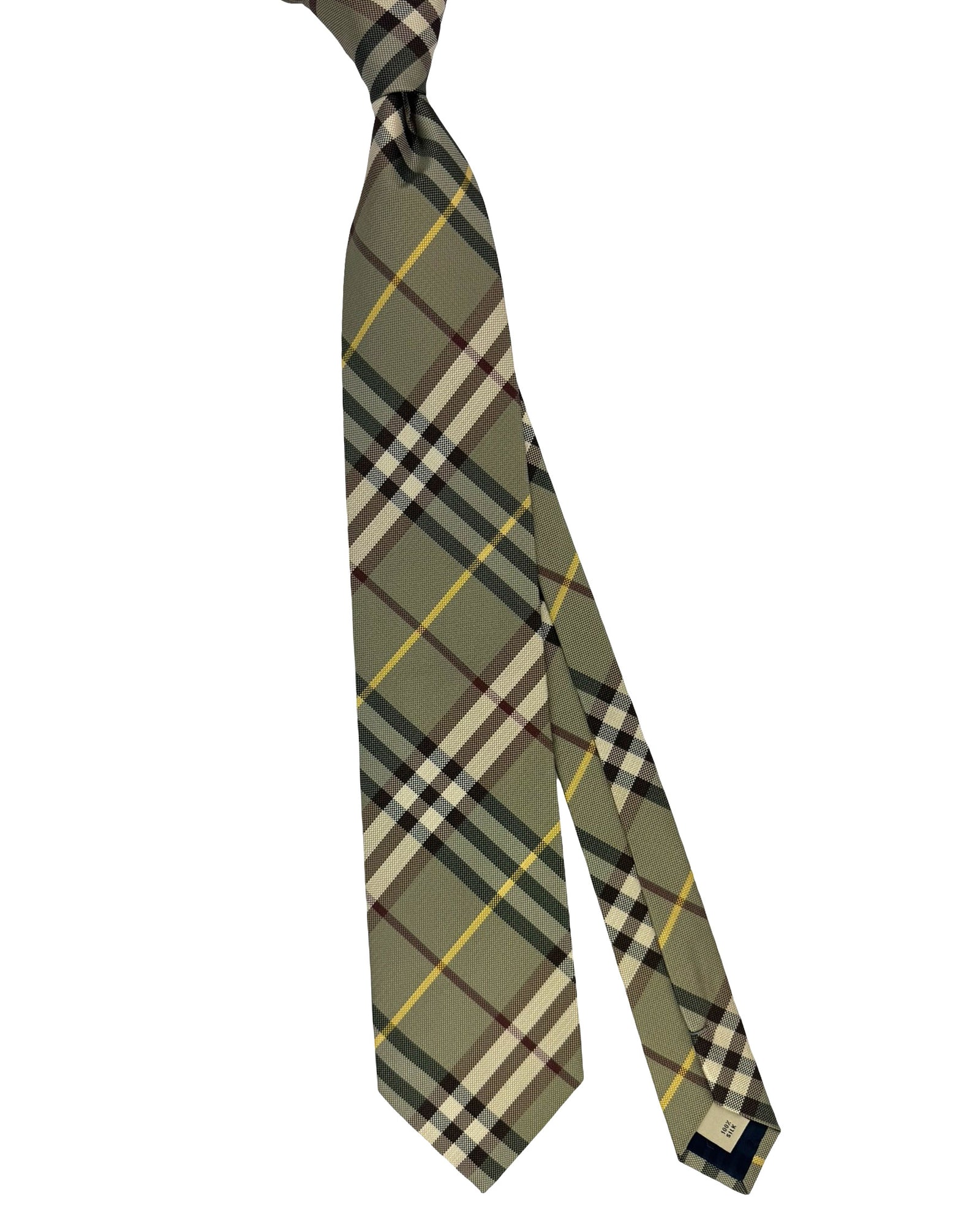 Burberry Tie Glade Green Check Design - Wide Necktie