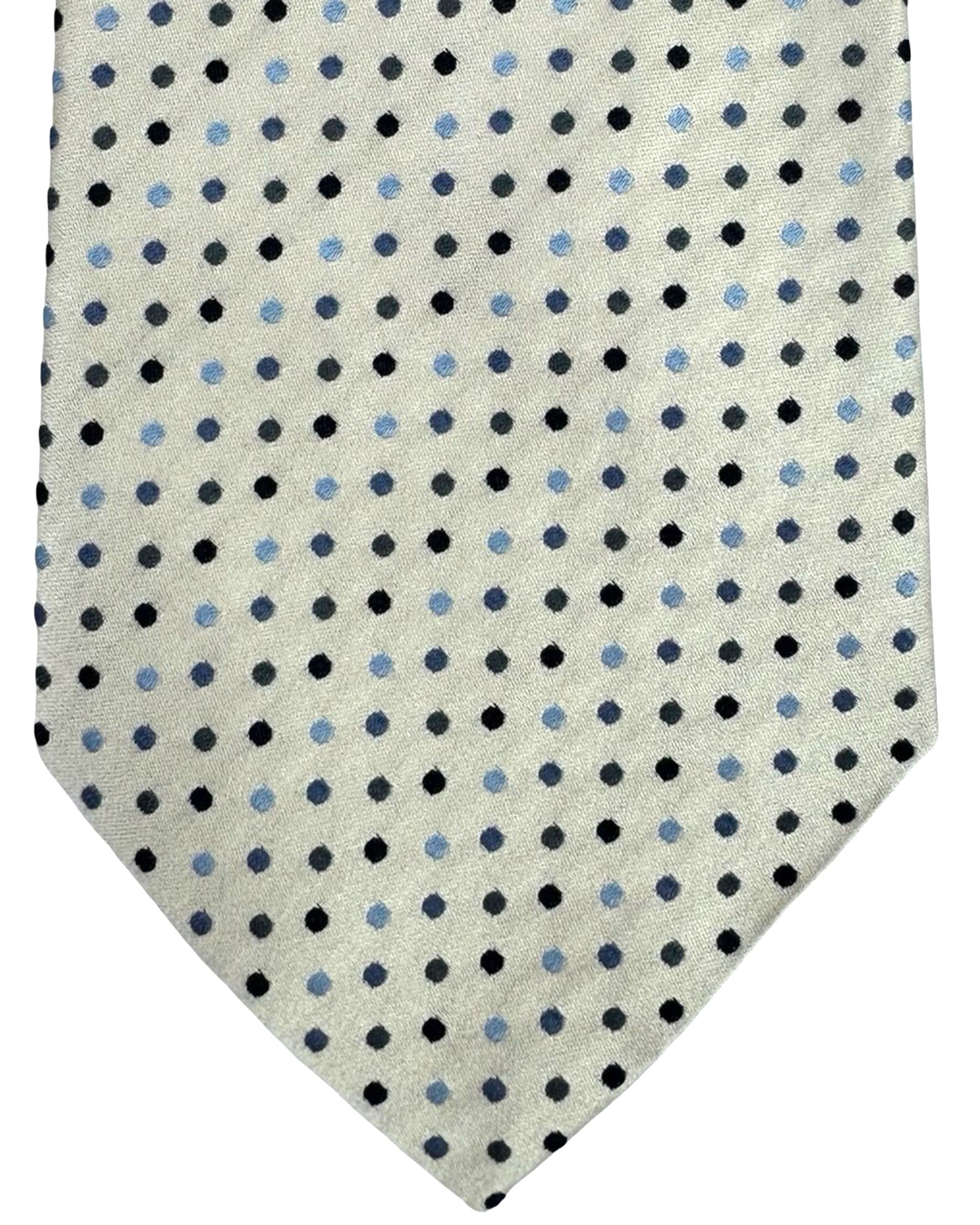 Burberry Tie White-Silver Blue Dots