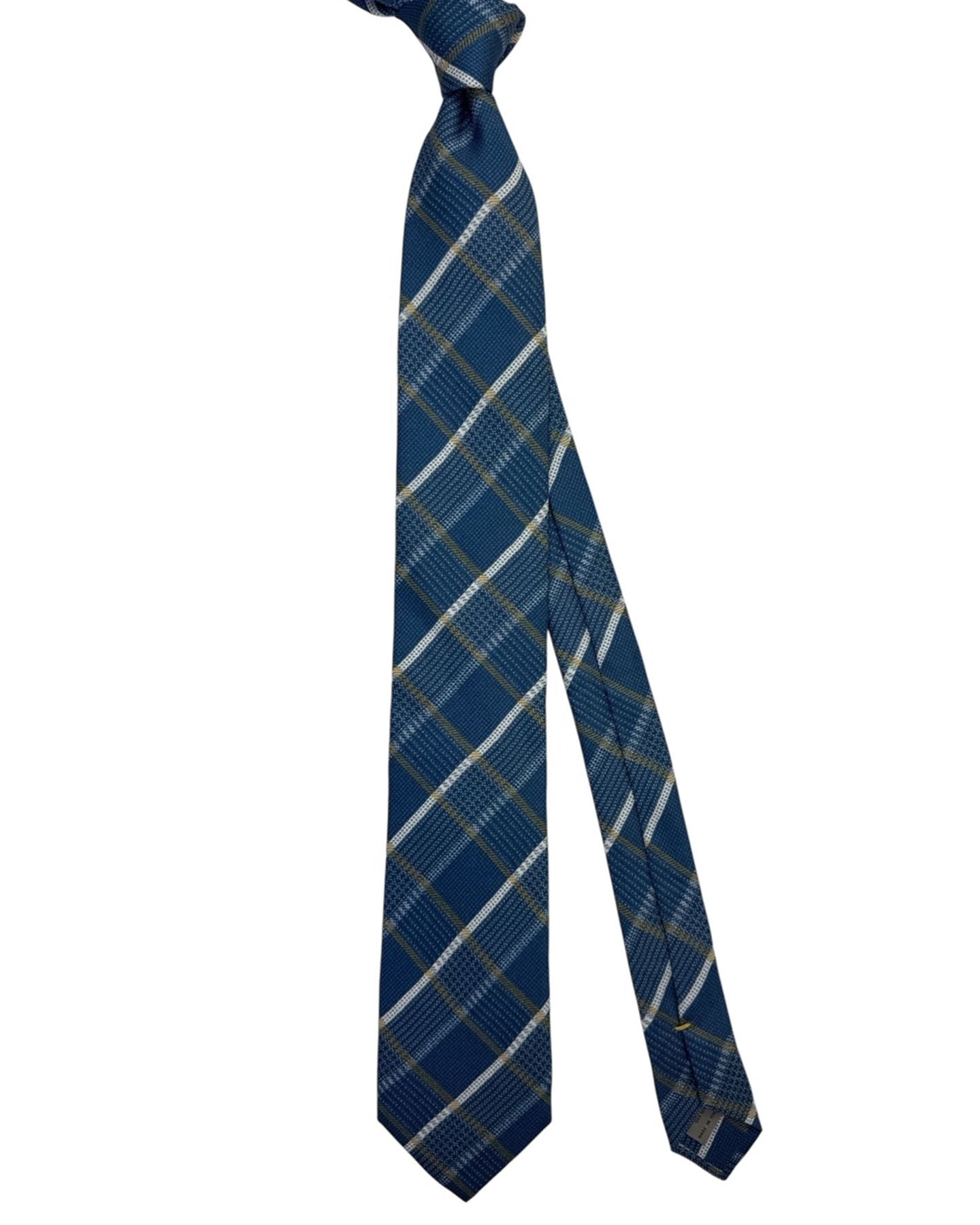Canali Tie  Dark Blue Plaid Glen Check