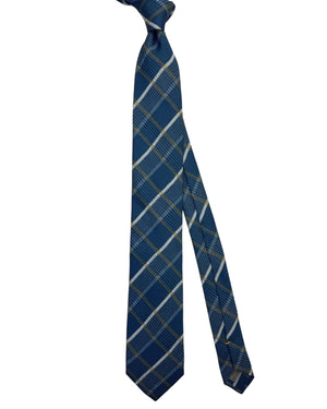 Canali Tie  Dark Blue Plaid Glen Check