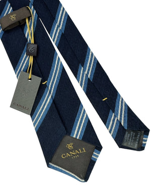 Canali Tie Navy Blue Striped