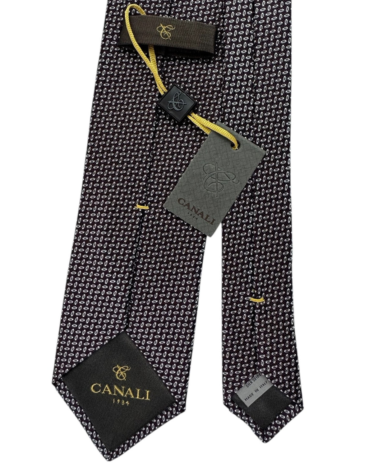 Canali Tie Black Diagonal Pin Stripe Micro Pattern