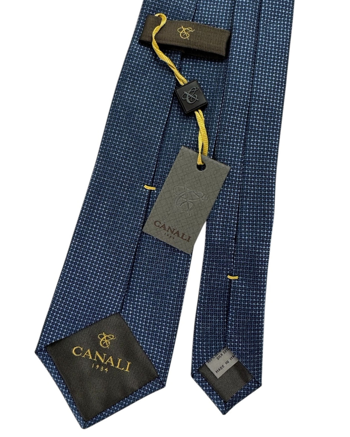 Canali Tie Dark Blue Tonal Micro Houndstooth