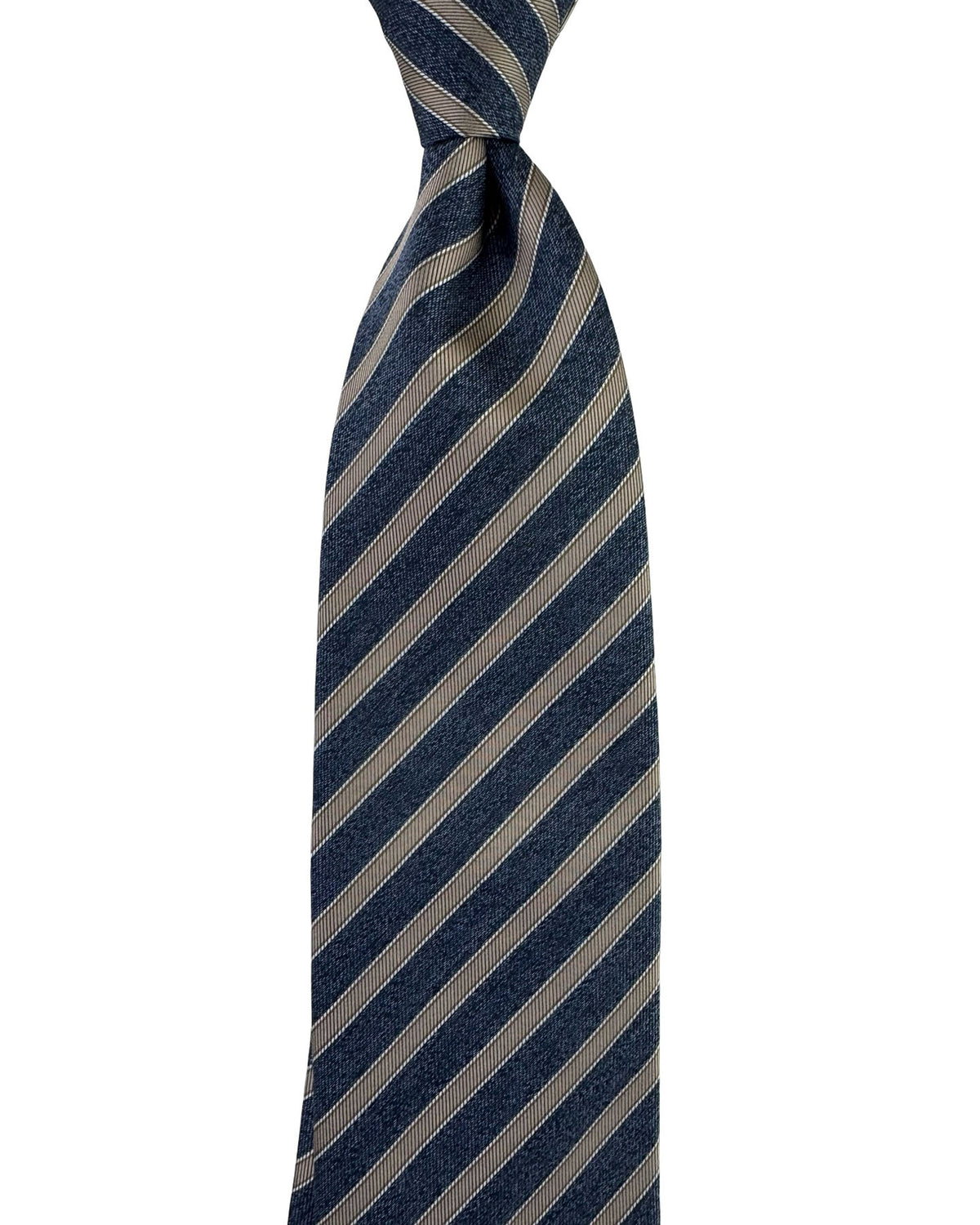 Canali Tie Midnight Blue Taupe Striped Pattern