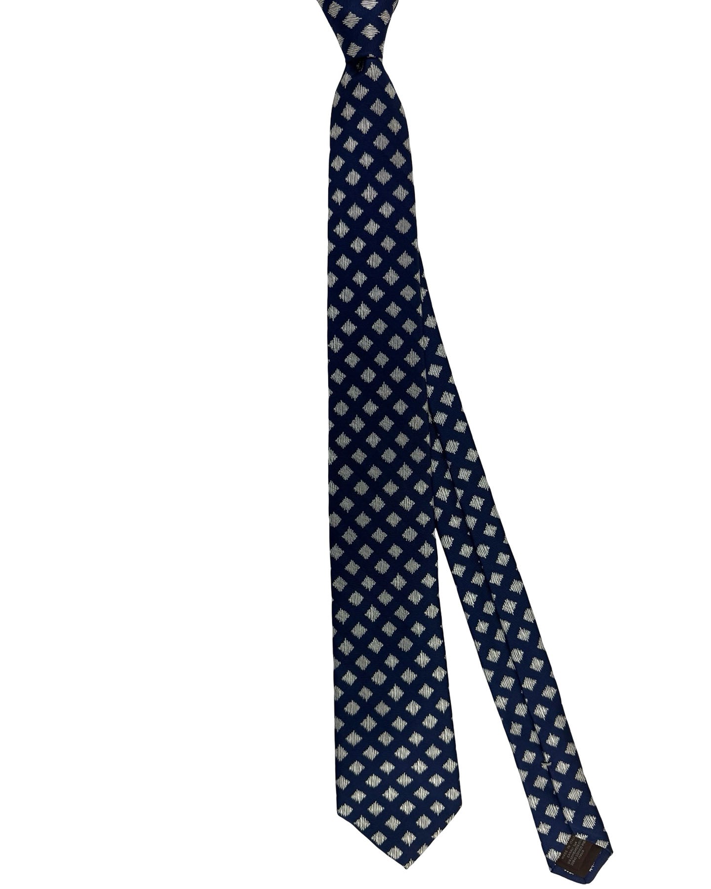 Canali Tie Navy Silver Diamond Pattern
