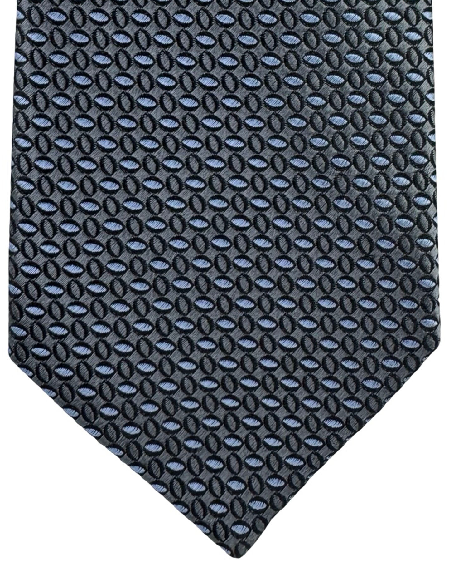 Canali Tie Charcoal Blue Oval Link Pattern