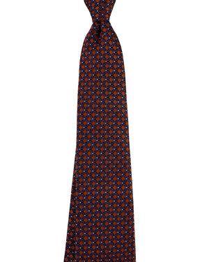 Canali Tie Rust Orange Navy Interlock Pattern