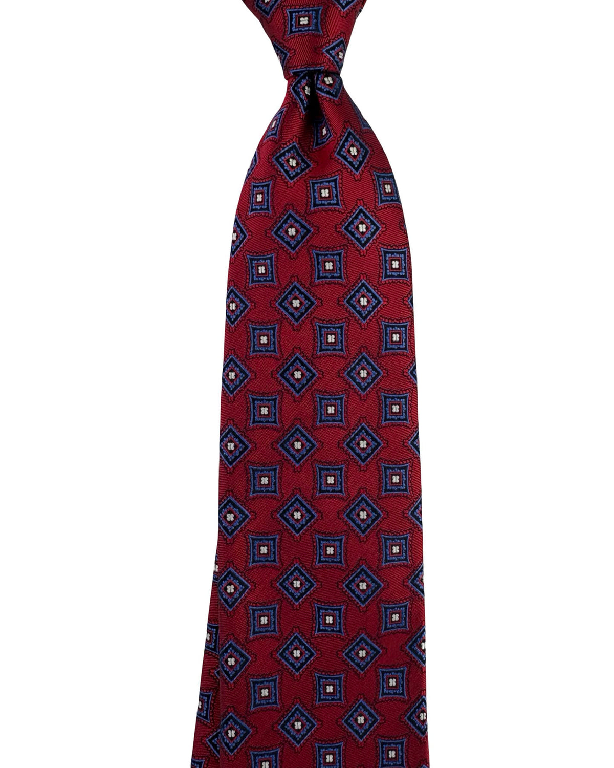 Canali Tie Red Blue Framed Diamond Pattern