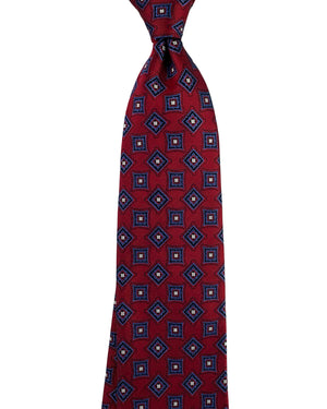 Canali Tie Red Blue Framed Diamond Pattern