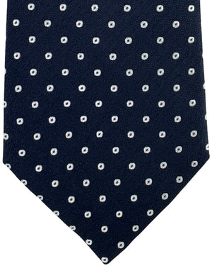 Canali Tie Dark Blue Silver Geometric Mini Circles