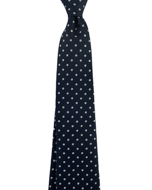 Canali Tie Dark Blue Silver Geometric Mini Circles