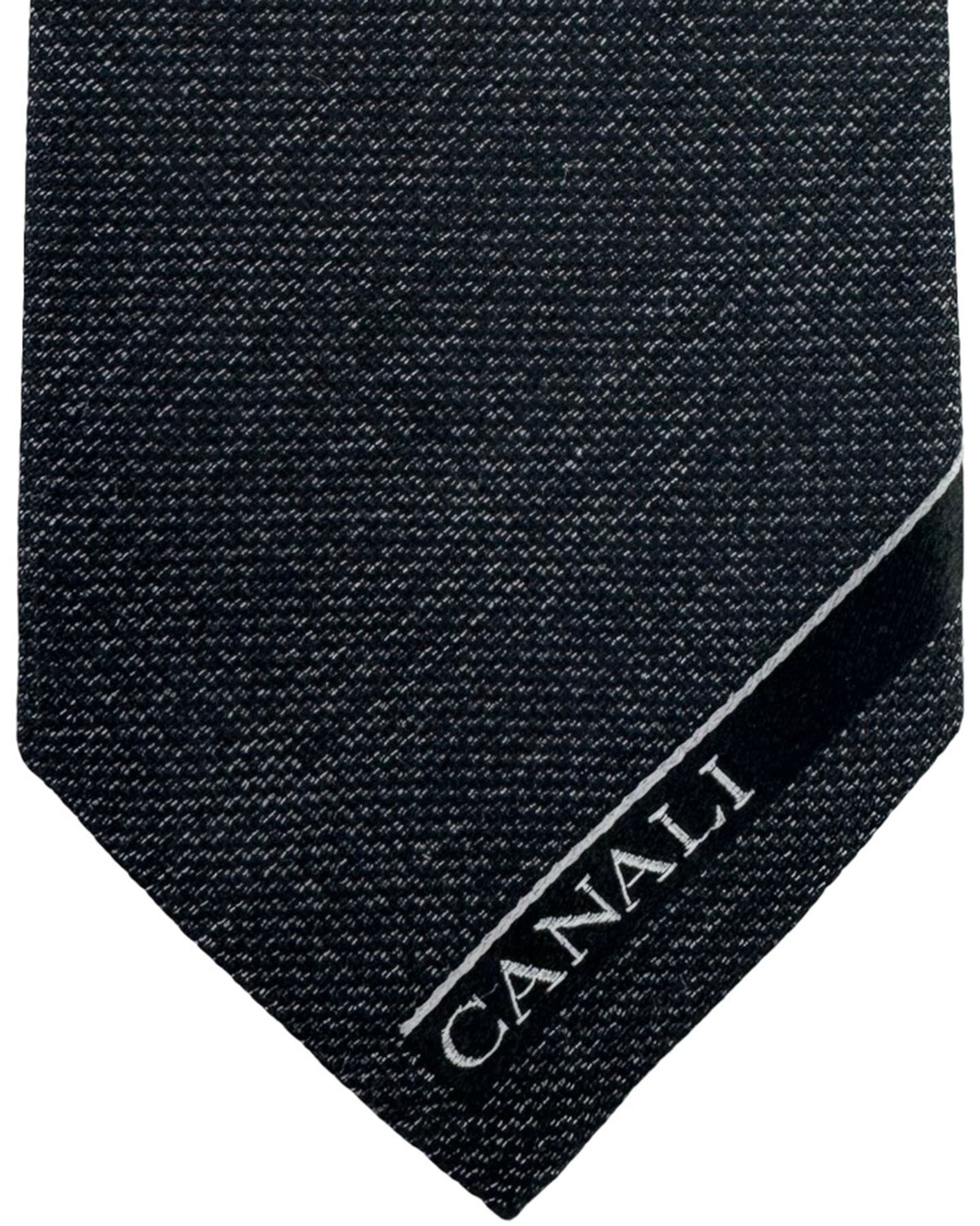 Canali Tie Black Silver logo Design