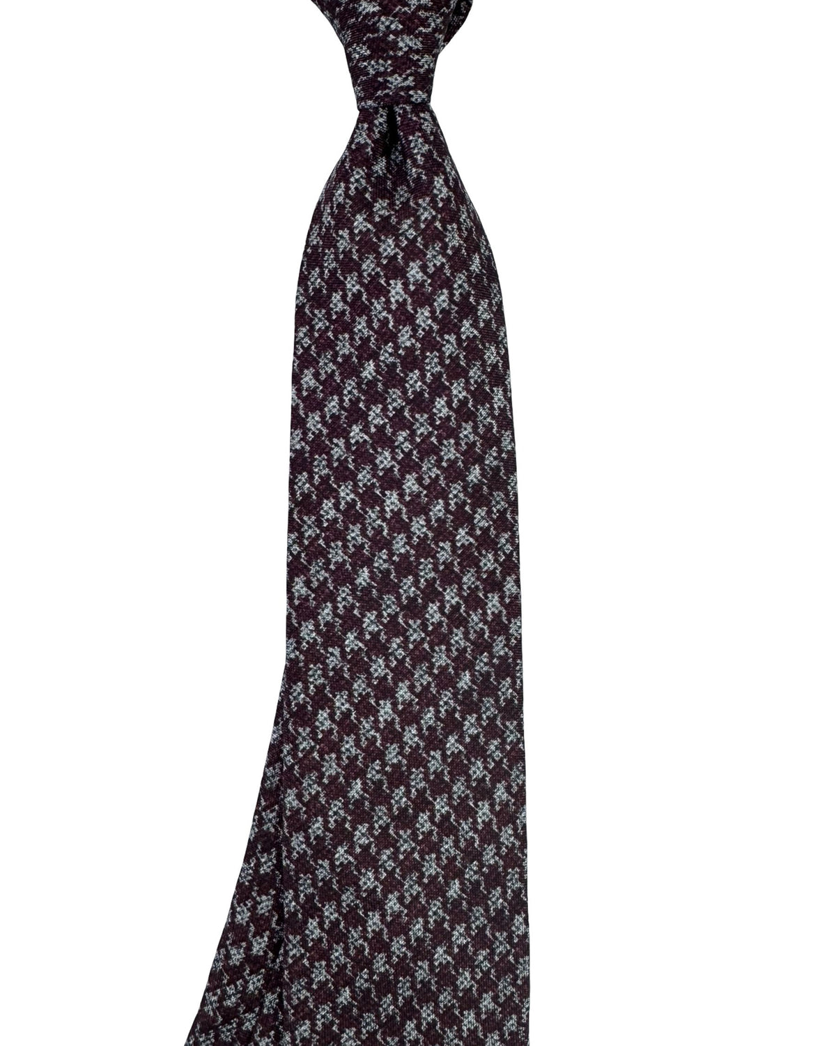 Canali Tie Burgundy And Grey Micro Houndstooth