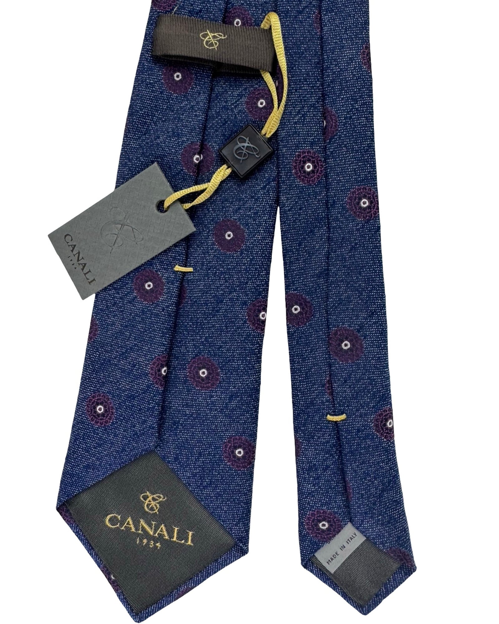 Canali Tie Dark Blue With Purple Medallions