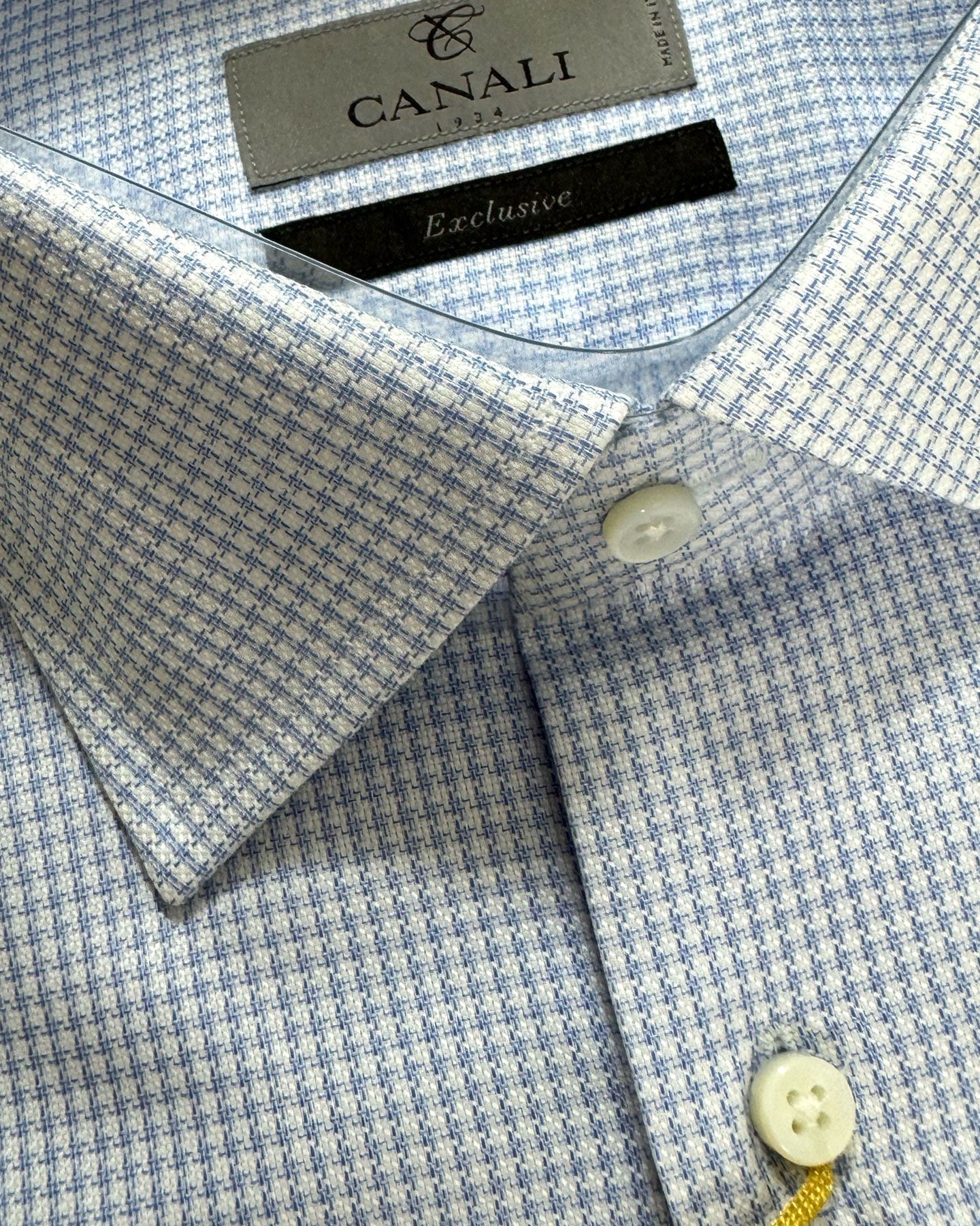 Canali Dress Shirt Exclusive White Blue Houndstooth - Modern Fit 39 - - Tie Deals Canali Dress Shirt Exclusive White Blue Houndstooth - Modern Fit 39 - - Tie Deals