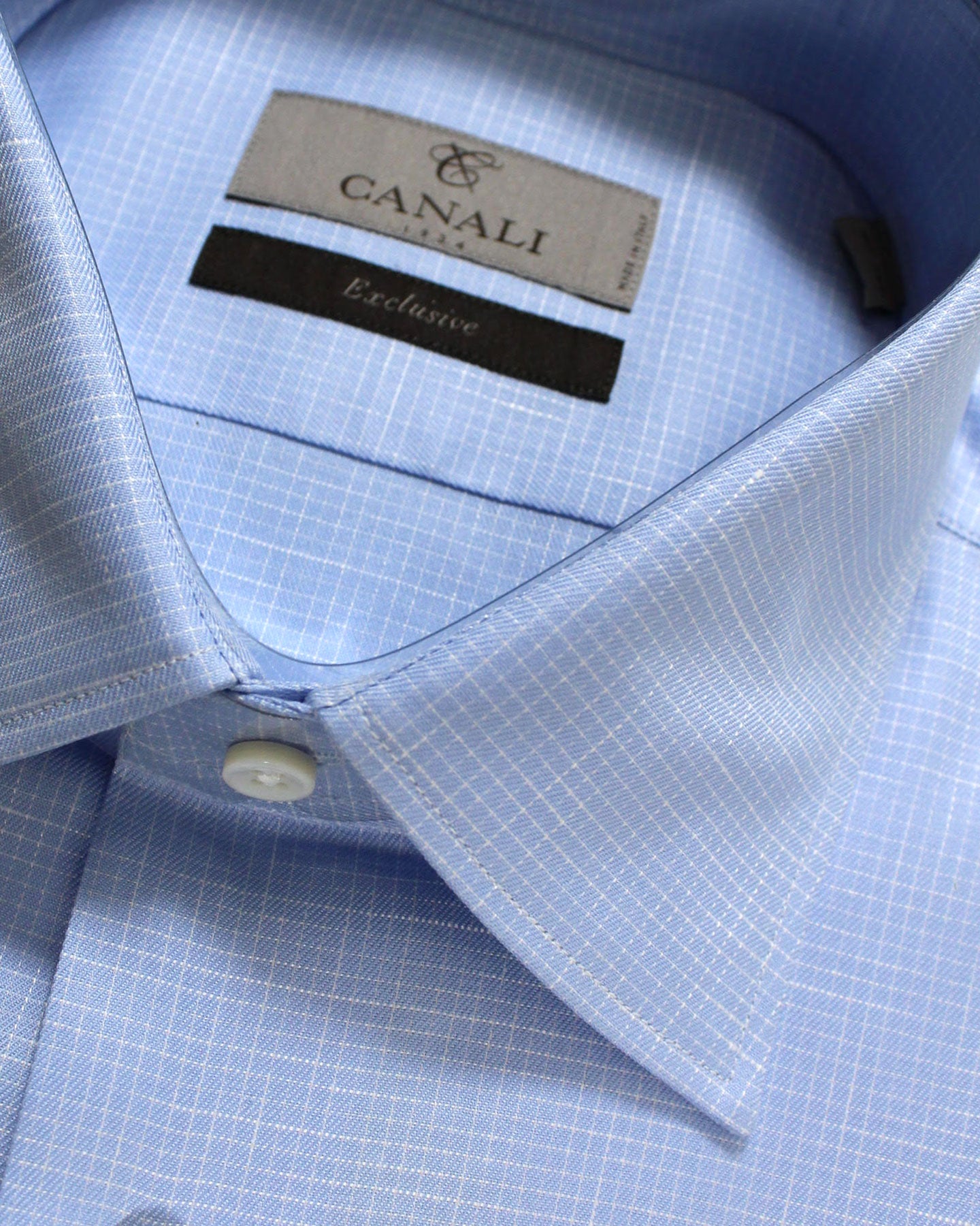 Canali Dress Shirt Exclusive Blue Gingham - Modern Fit 40 - 15 3/4
