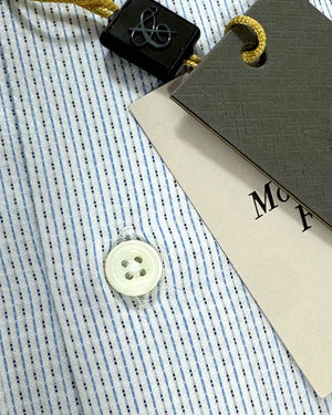 Canali Dress Shirt White Blue Navy Striped Micro Pattern - Modern Fit 39 - 15 1/2