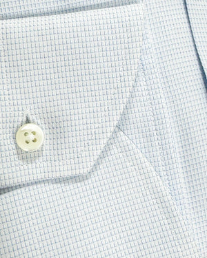 Canali Dress Shirt White Blue Micro Pattern - Modern Fit 39 - 15 1/2