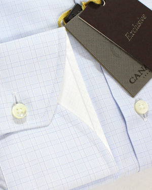 Canali Dress Shirt White Blue Purple Exclusive Collection - Modern Fit 41 - 16