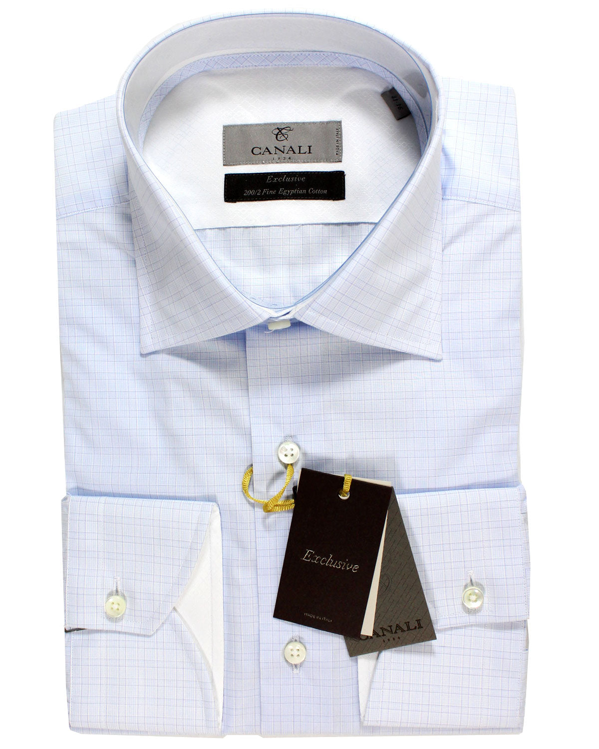 Canali Dress Shirt White Blue Purple Exclusive Collection 