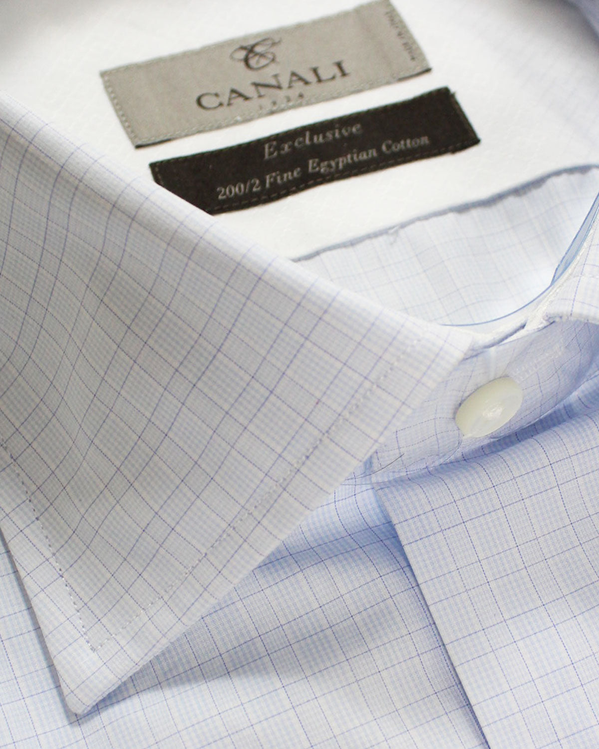 Canali Dress Shirt White Blue Purple Exclusive Collection 