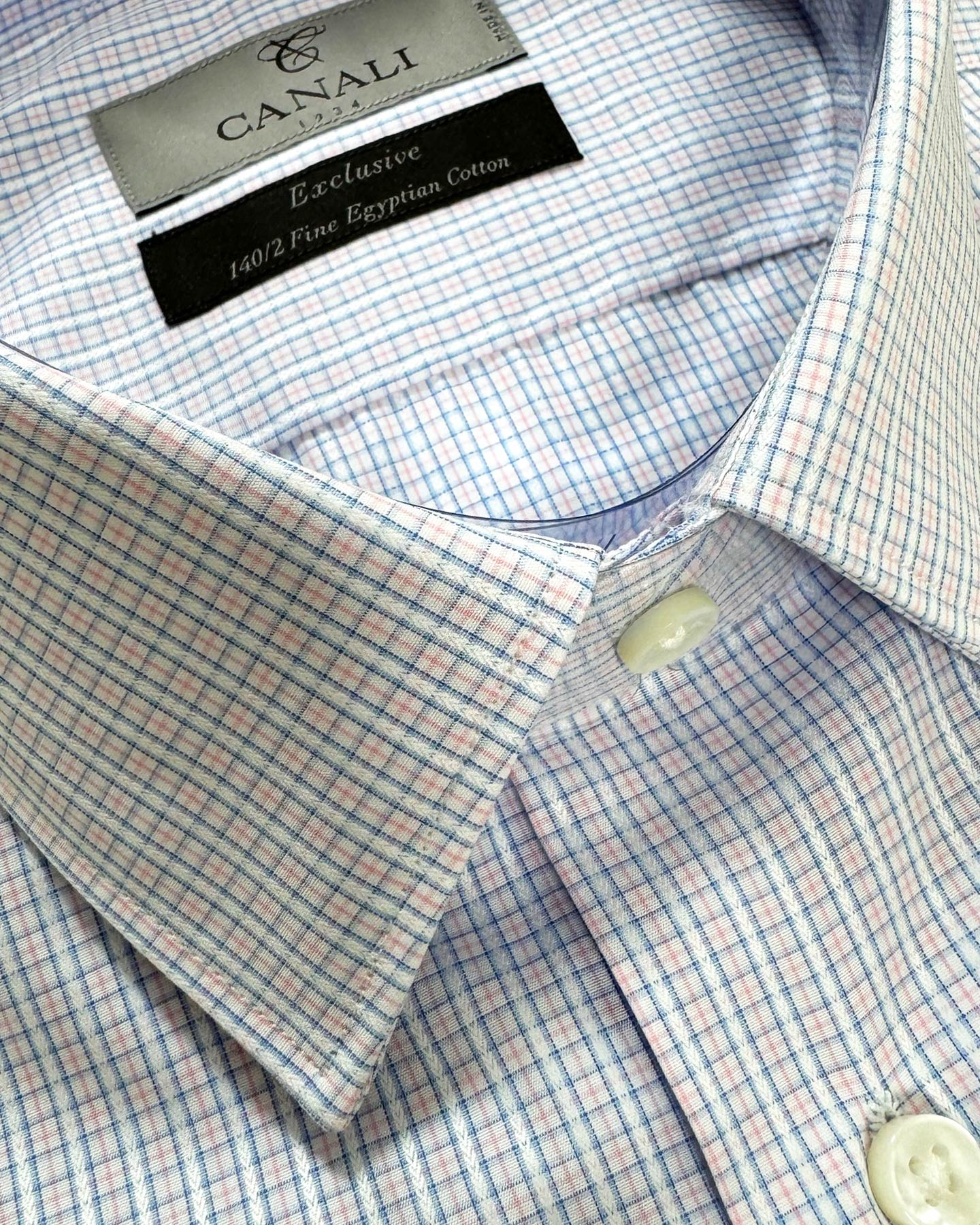 Canali Dress Shirt White Pink Blue Check - Exclusive Collection 40 - 1 - Tie Deals Canali Dress Shirt White Pink Blue Check - Exclusive Collection 40 - 1 - Tie Deals