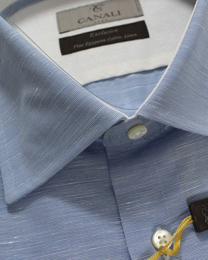 Canali Shirt Blue Pattern - Line Cotton - Modern Fit 