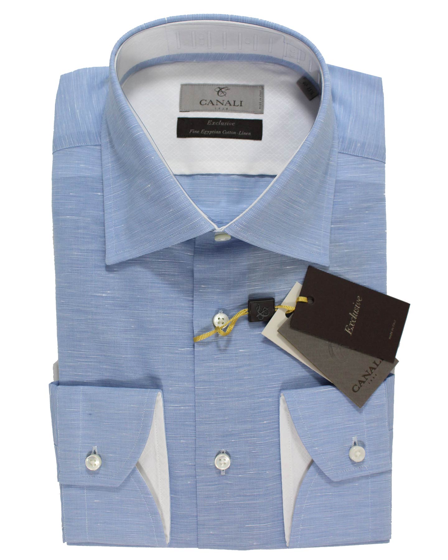 Canali Shirt Blue Pattern - Line Cotton
