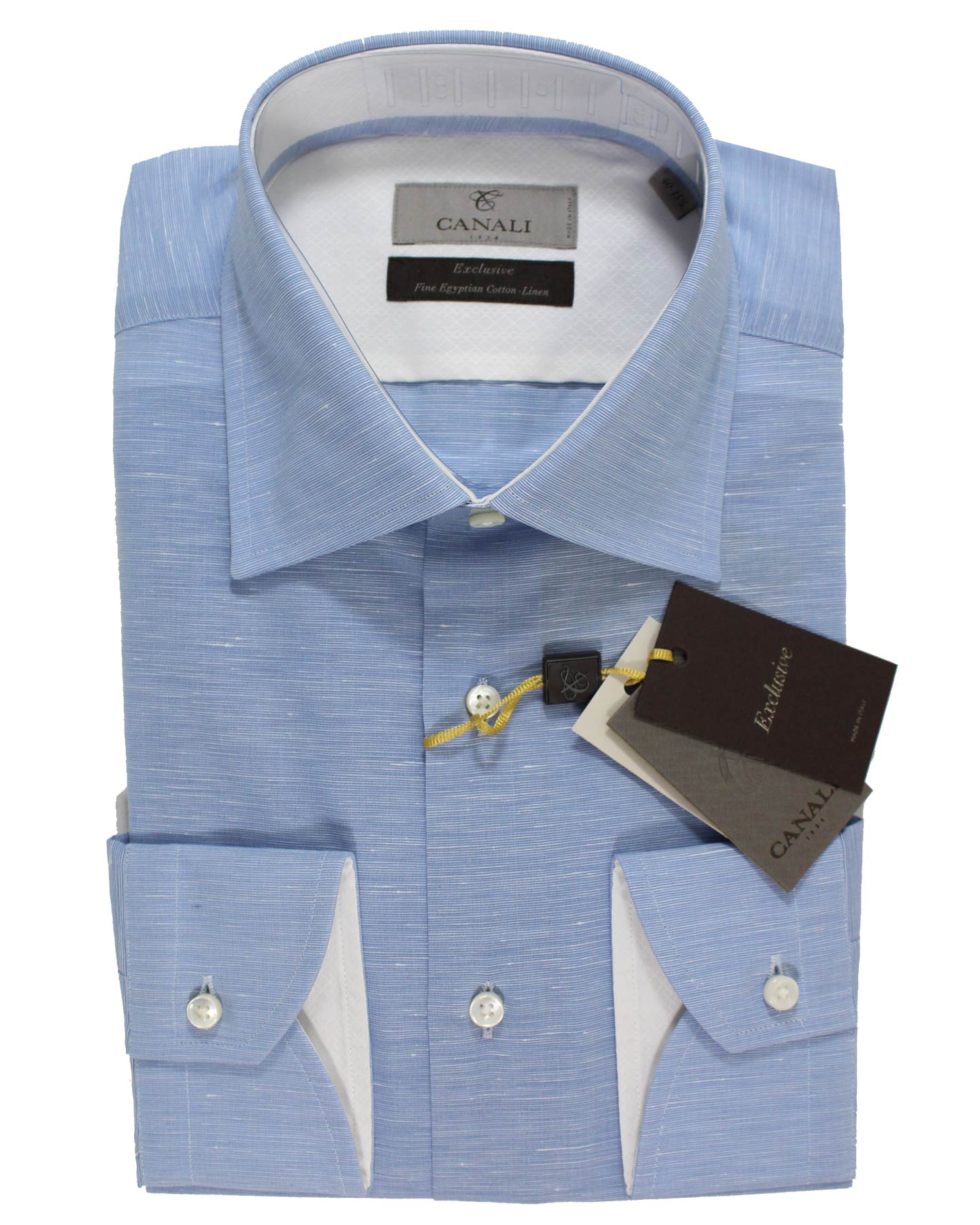 Canali Dress Shirt Blue Pattern Exclusive Collection Linen Cotton - Mo - Tie Deals Canali Dress Shirt Blue Pattern Exclusive Collection Linen Cotton - Mo - Tie Deals