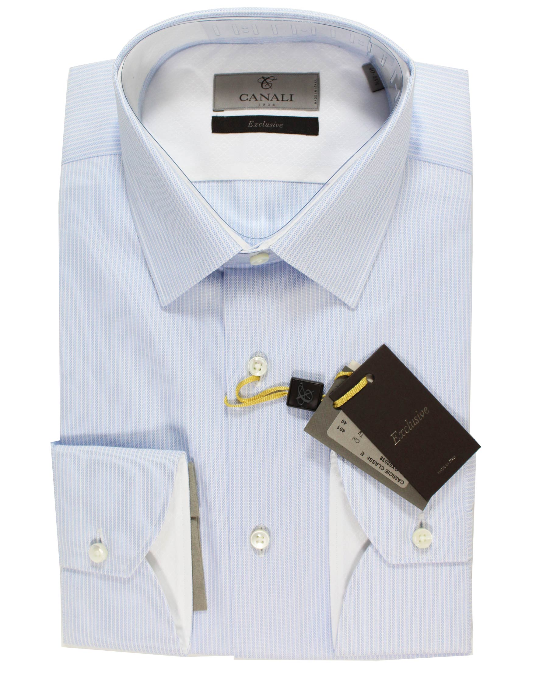 Canali Dress Shirt White Blue Patterned Stripes 40 - 15 3/4 - Exclusiv - Tie Deals Canali Dress Shirt White Blue Patterned Stripes 40 - 15 3/4 - Exclusiv - Tie Deals