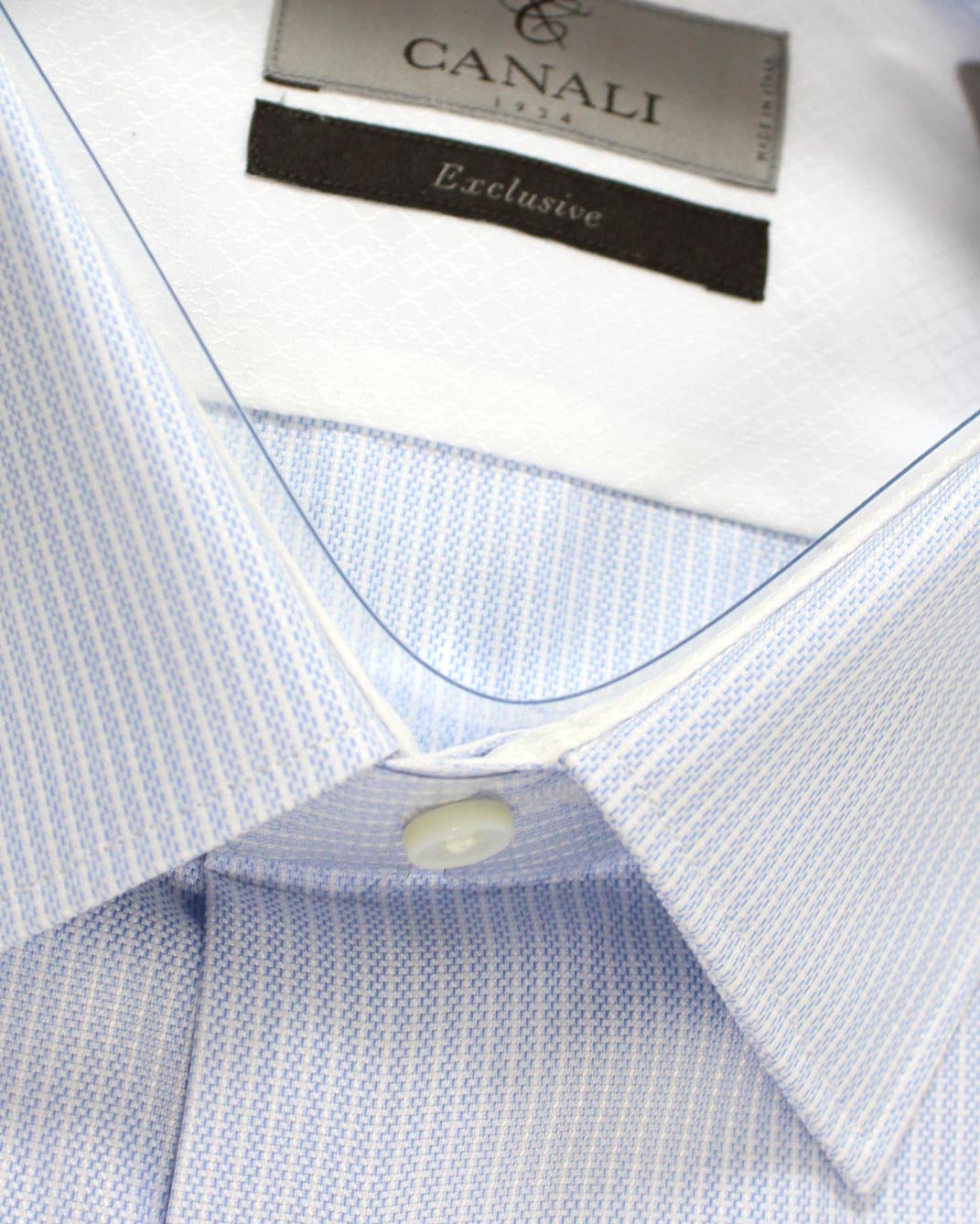 canali dress shirts Canali Dress Shirt White Blue Patterned Stripes 40 - 15 3/4 - Exclusiv