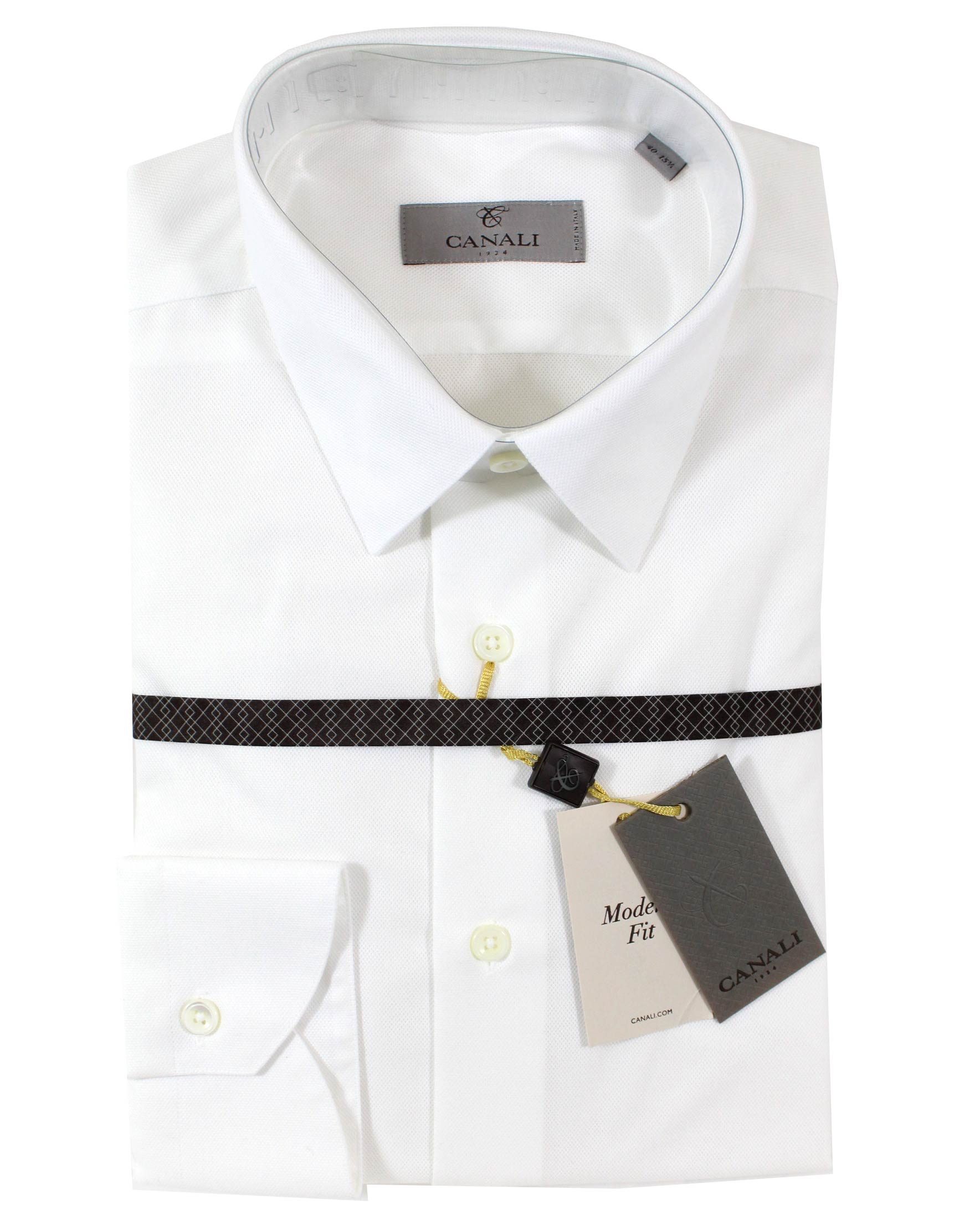 Canali Dress Shirt White 40 - 15 3/4 Pointed Collar