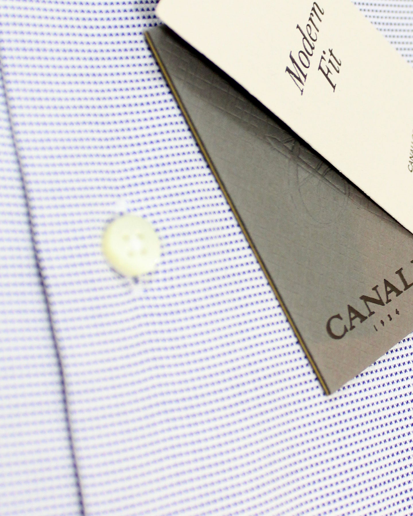 Canali Dress Shirt White Navy - Cutaway Collar