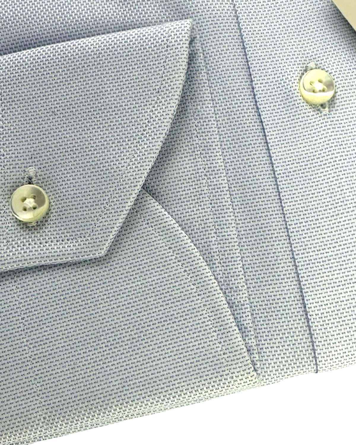 Canali Dress Shirt White Blue Micro Pattern - Modern Fit 38 - 15