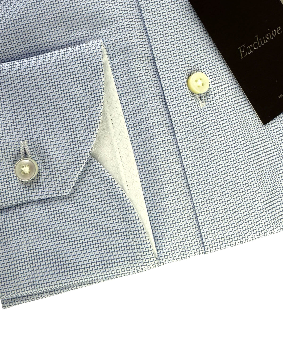 Canali Dress Shirt White Blue Pattern - Exclusive Collection 38 - 15 Modern Fit