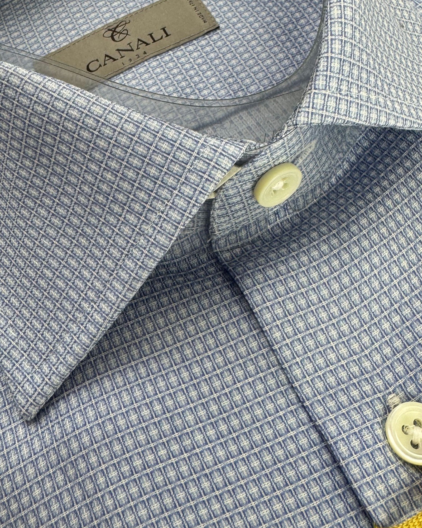 Canali Dress Shirt Blue Pattern 