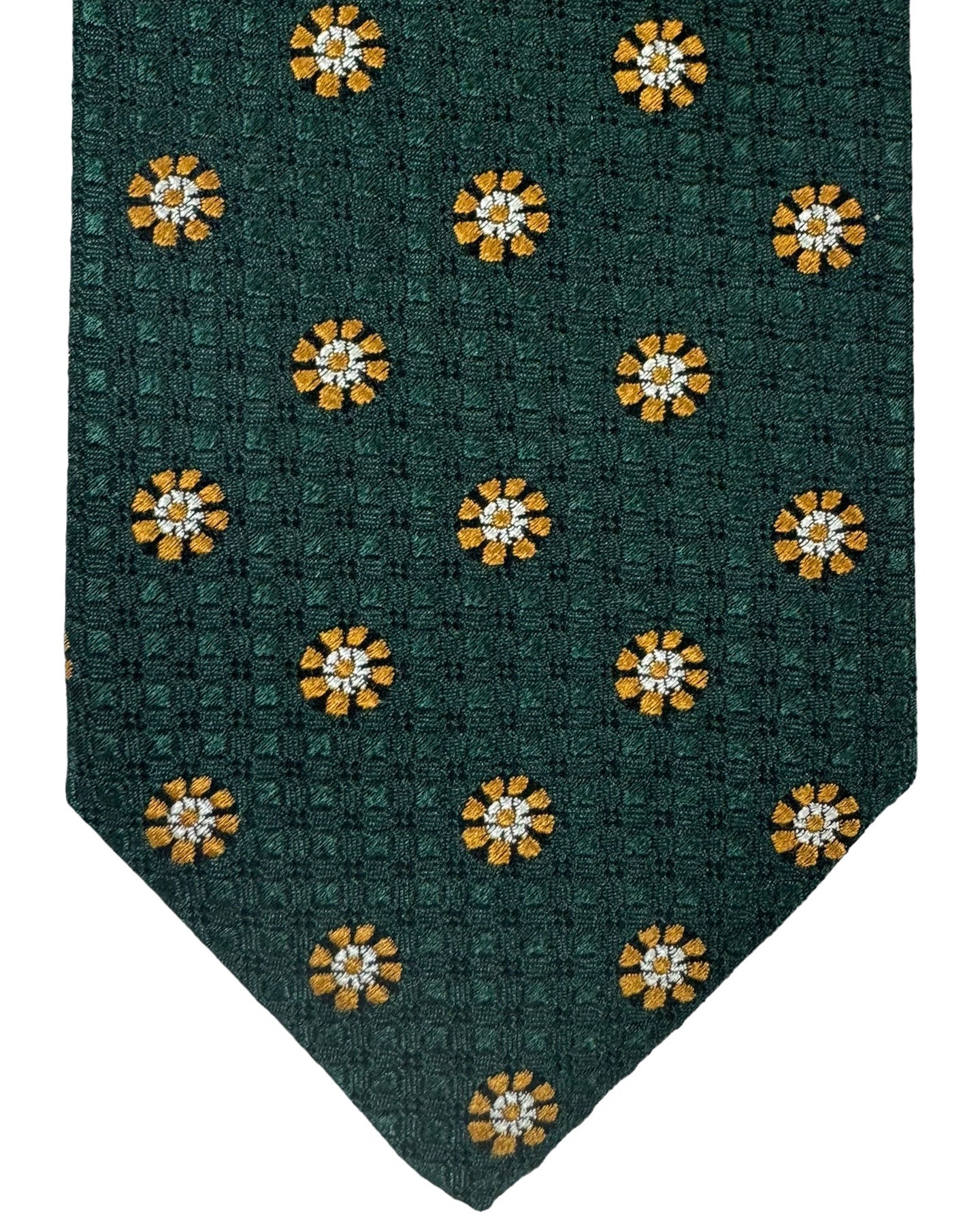 Canali Silk Tie Dark Green Floral Pattern - Classic Italian