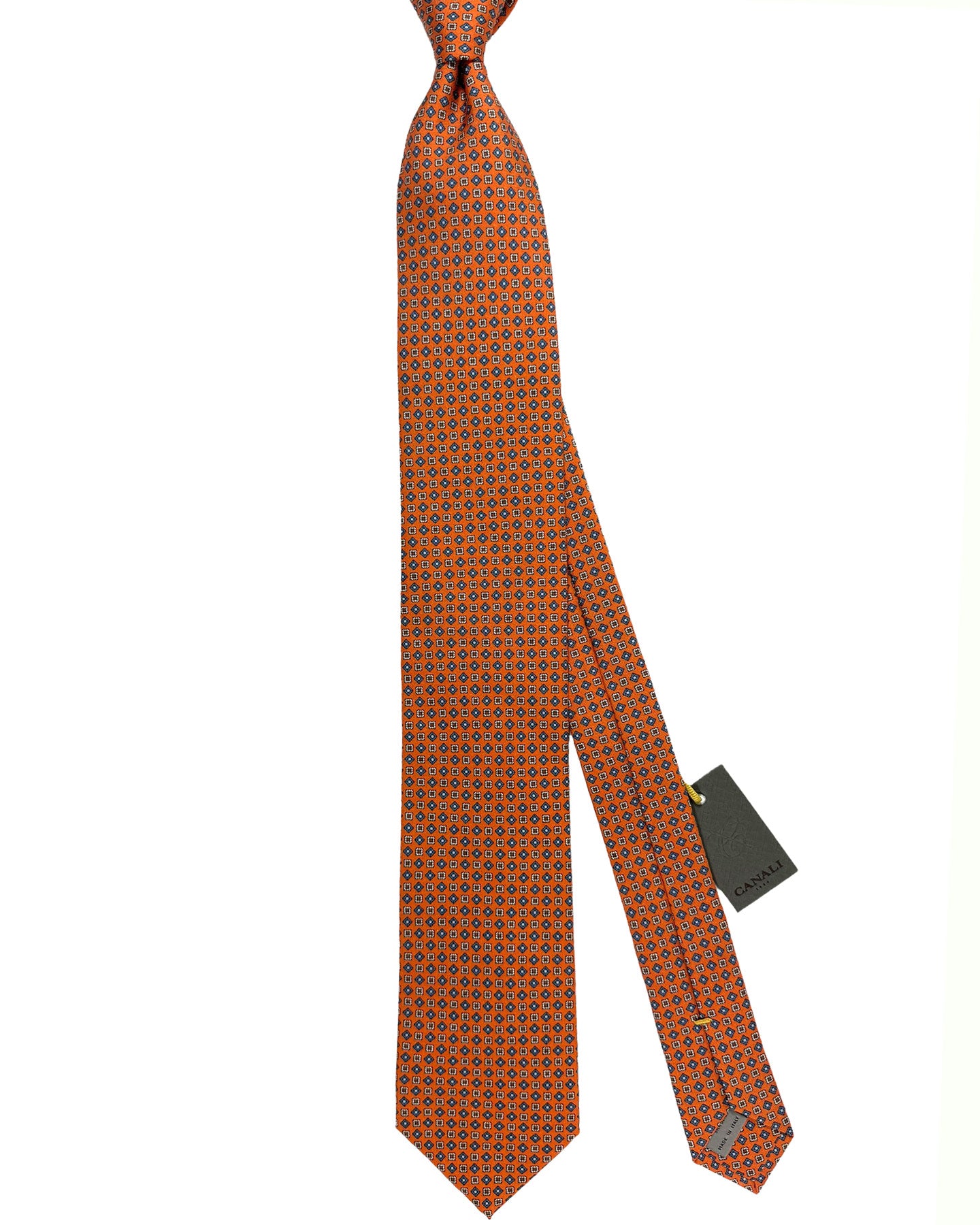 Canali Silk Tie Orange Micro Pattern - Classic Italian