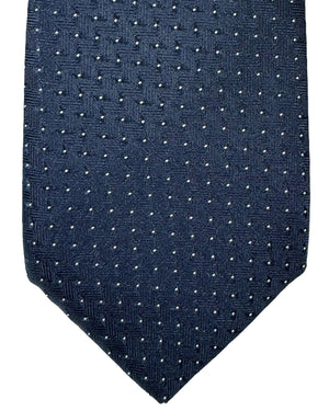 Canali Silk Tie Dark Blue Silver Micro Dots