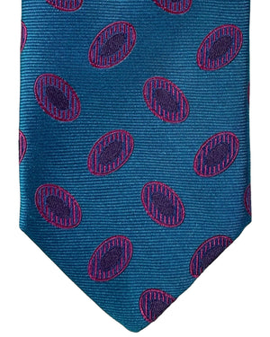 Canali Silk Tie Teal Fuchsia Brown Ovals