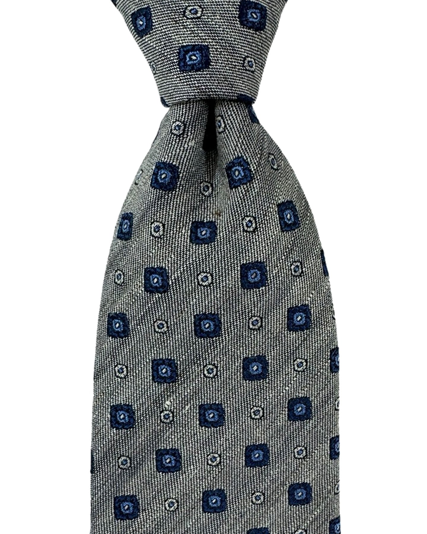 Canali Silk Tie Gray Mini Geometric