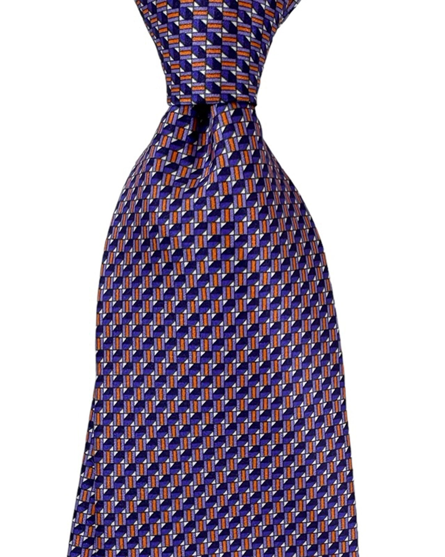 Canali Tie Purple Orange Micro Pattern - Jacquard Silk