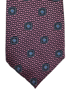 Canali Tie Pink Medallions - Jacquard Silk