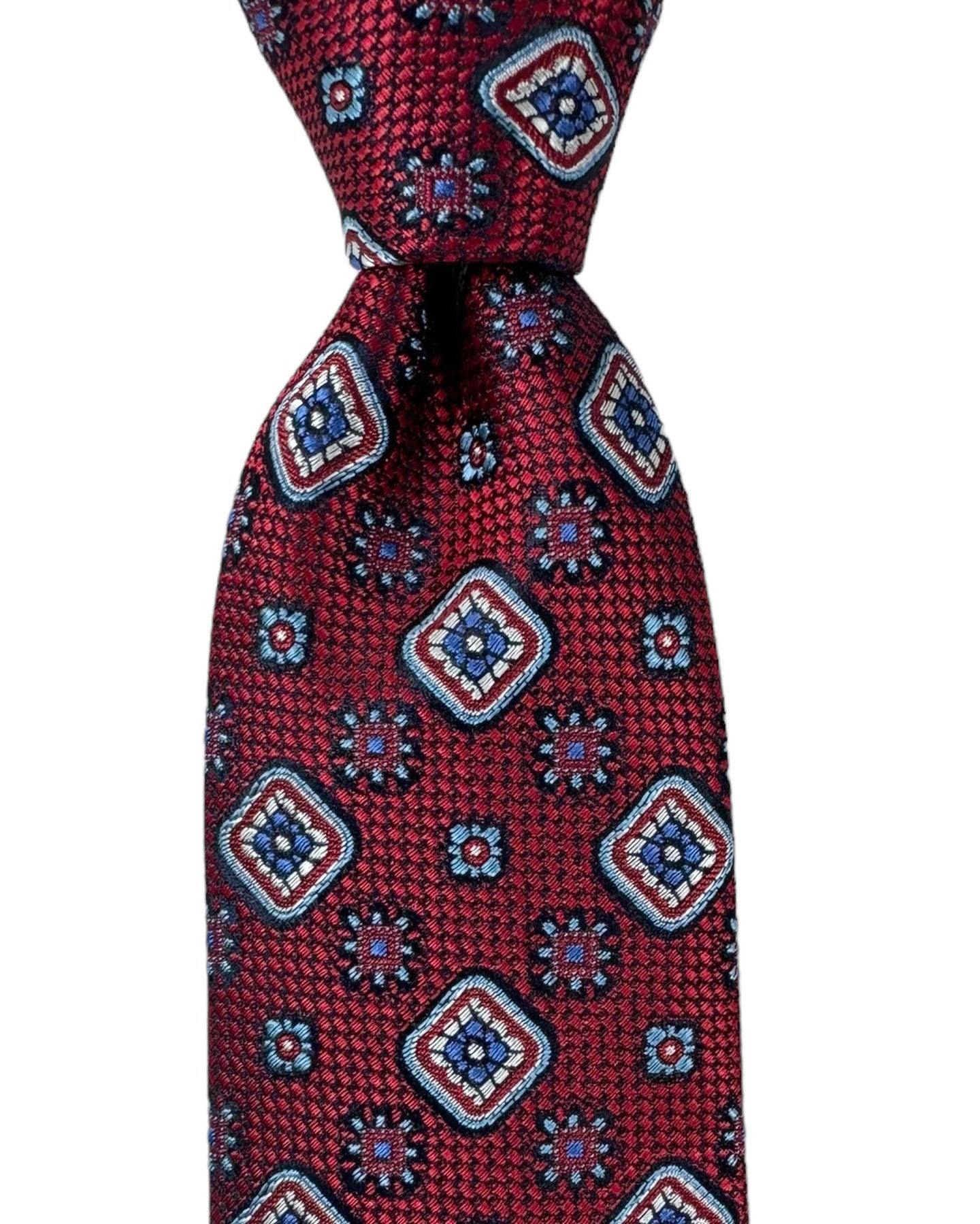 Canali Tie Red Blue Floral - Jacquard Silk